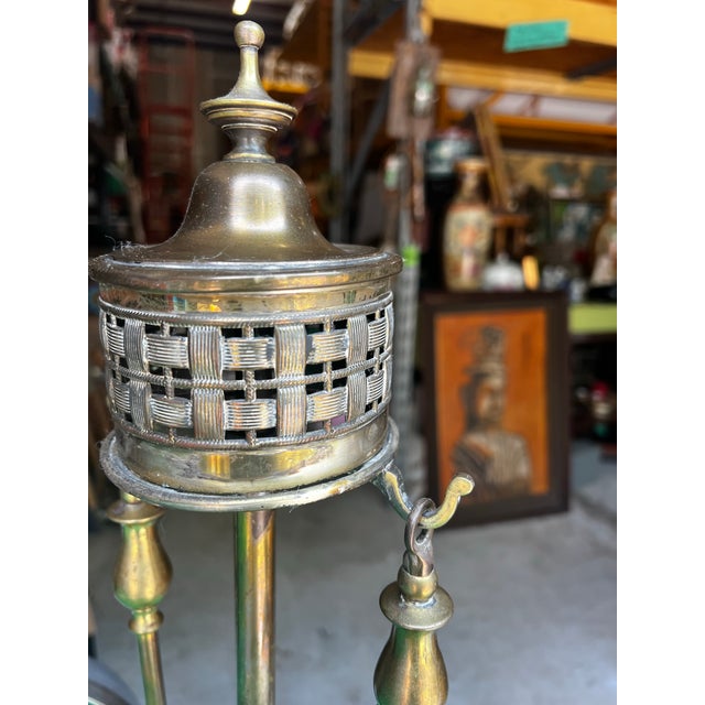 1970s Vintage Brass Fireplace Tools and Holder For Sale - Image 5 of 12