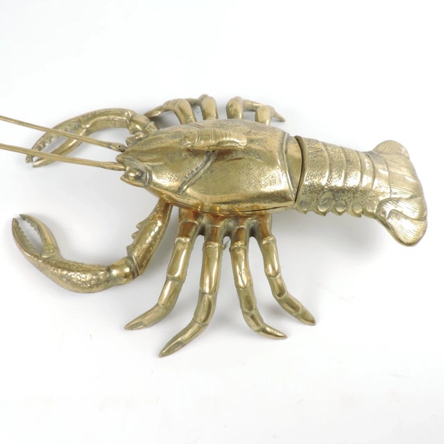 Mid-Century Modern 1960s Life Size Brass Lobster Sculpture/Box For Sale - Image 3 of 13