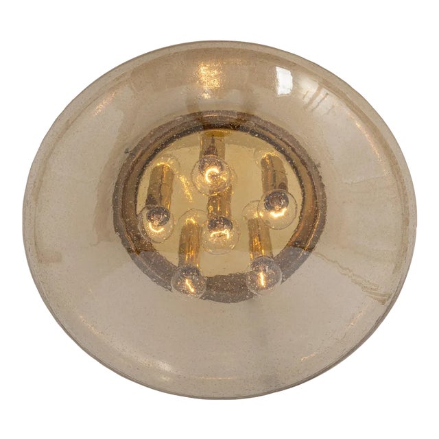 Large Smoked Glass Flush Mount by Limburg, Germany, 1960s For Sale