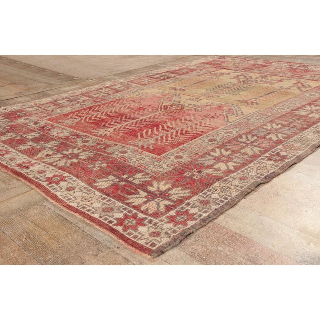 Red Vintage Turkish Oushak Rug, 05'05 X 07'04 For Sale - Image 8 of 10