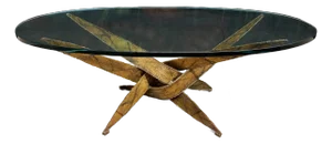 Mid Century Modern Silas Seandel Style Brutalist Torch Cut Cocktail Coffee Table