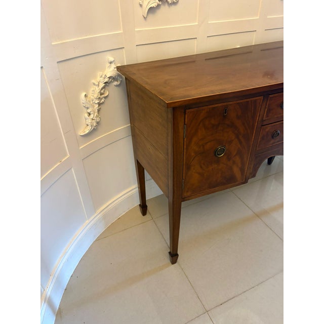 Antique Edwardian Flame Mahogany Bow Front Sideboard, 1900 For Sale - Image 9 of 16