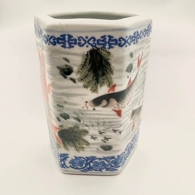 Off-white Antique Porcelain Chinese Brush Pot For Sale - Image 8 of 9