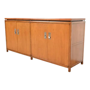 Michael Taylor for Baker Furniture Mid-Century Hollywood Regency Cherry Wood Sideboard Credenza