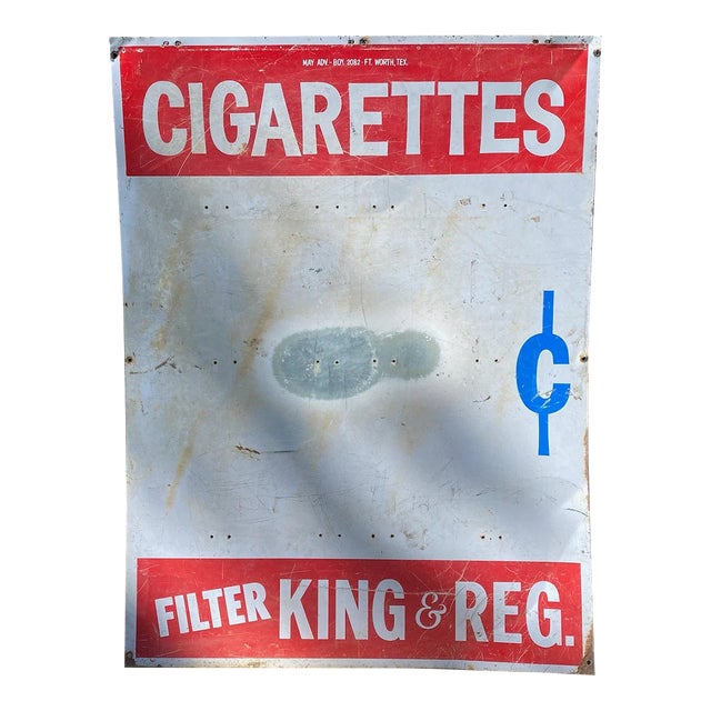Large Metal Tobacco Sign -- Large Metal Sign -- Cigarette Metal Sign - Large Cigarette Metal Sign - Vintage Advertisement - Texas Metal Sign For Sale