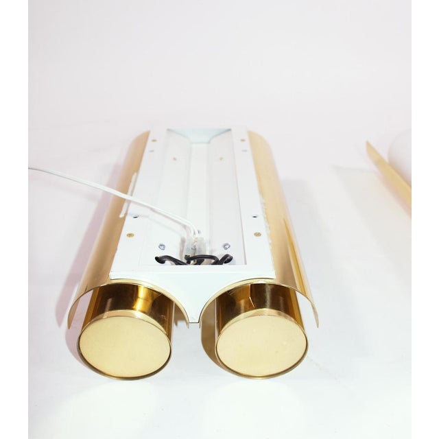 1970s Double Wall Lights in Opaline Glass & Brass, 1970s, Germany, Set of 2 For Sale - Image 5 of 9