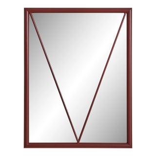 Italian Red Lacquered Wall Mirror, 1970s For Sale