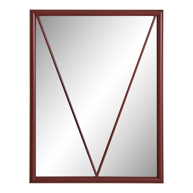 Italian Red Lacquered Wall Mirror, 1970s For Sale