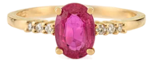 VRJewels Oval Natural Ruby & Diamond Solitaire Engagement Ring Size 7 in 14k Gold