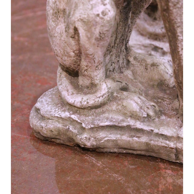 Stone Pair of Vintage French Outdoor Weathered Carved Stone Greyhound Dog Sculptures For Sale - Image 7 of 9