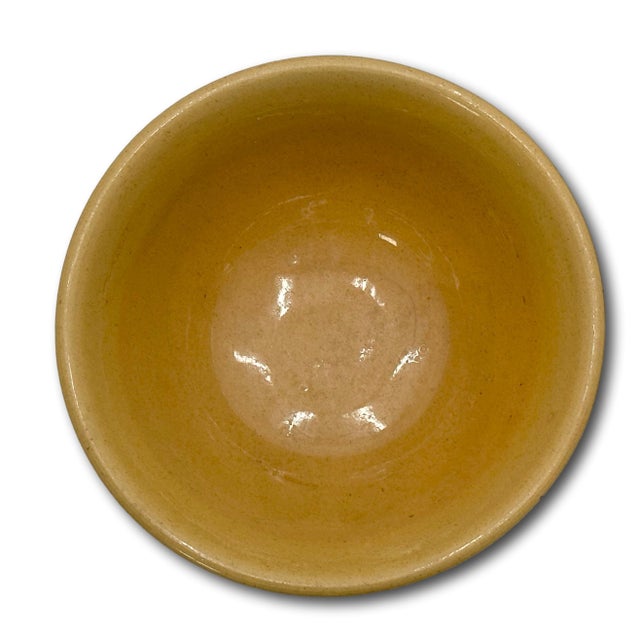 Nice Antique Thick & Heavy 9.25 Inch Brown & White Banded Yellow Ware Kitchen Batter Mixing Bowl Late 1800s For Sale - Image 9 of 14