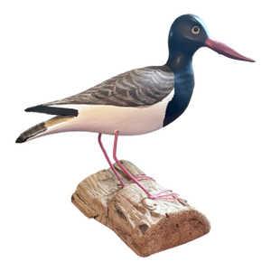 1980's American Oystercatcher Shore Bird Wood Carving Statue Figurine