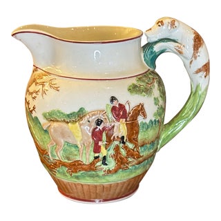 Vintage Wedgwood Etruria Pitcher Circa 1930s - English Hunt Scene With Hound Handle For Sale