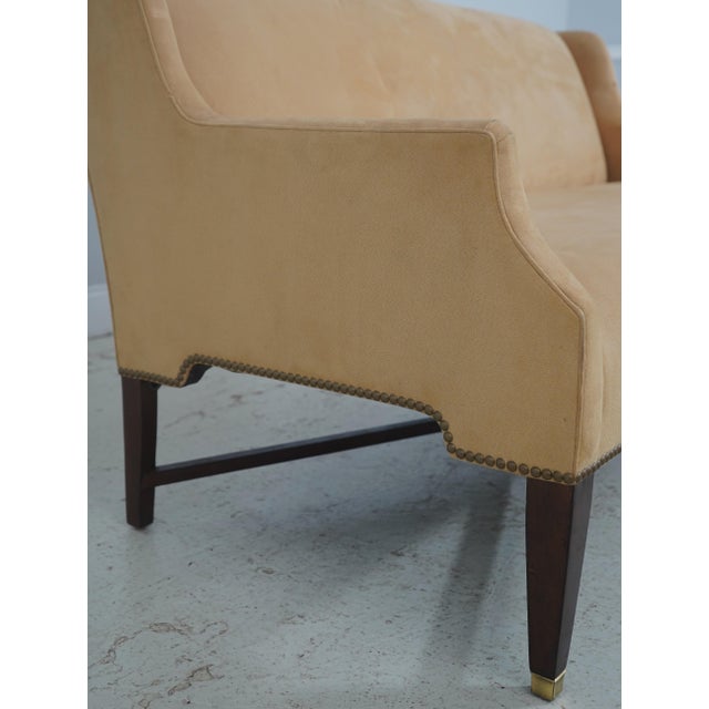 Edward Ferrell Suede Upholstered Settee Loveseat For Sale - Image 10 of 18