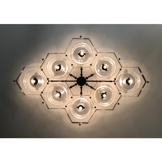 Metal 21st Century Beehive Satin Black Nickel Clear Murano Flush Mount by Fabio LTD For Sale - Image 7 of 9