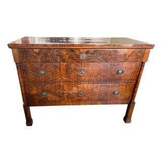 19th Century Italian Walnut Burl Empire Commode / Chest of Drawers For Sale