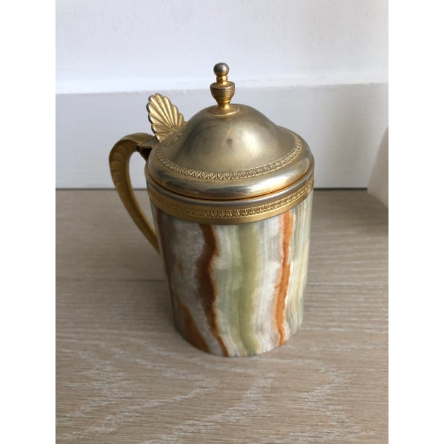 Mid-Century Italian Gold Plated Alabaster Tankard | Chairish