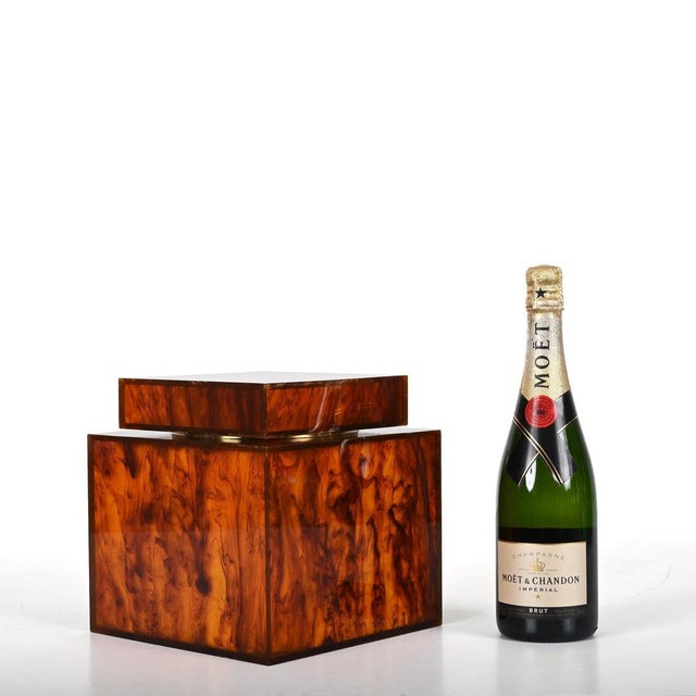 Mid-Century Italian Square Acrylic Glass Ice Bucket with Tortoise Shell Effect by Christian Dior, 1970s For Sale - Image 17 of 18