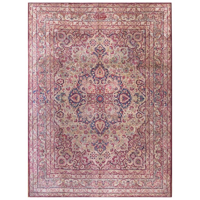 Antique Kerman – Lavar Ivory 1900s Rug, Circa Date: 1900s. This exceptional example weaving artistry hails from the Kerman...