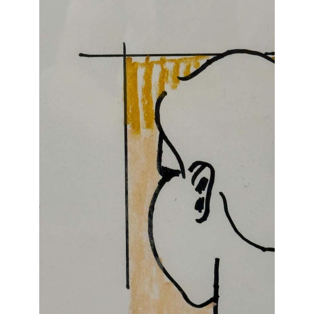 Pastel and Ink Portrait of a Woman Looking Away .By Bw. Tishel For Sale - Image 4 of 7