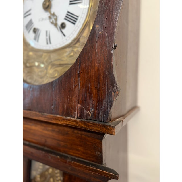 Late 19th Century French Comtoise Morbier Tall Case Clock, Faux Grained Rosewood Over Pine, Circa 1860 For Sale - Image 13 of 15