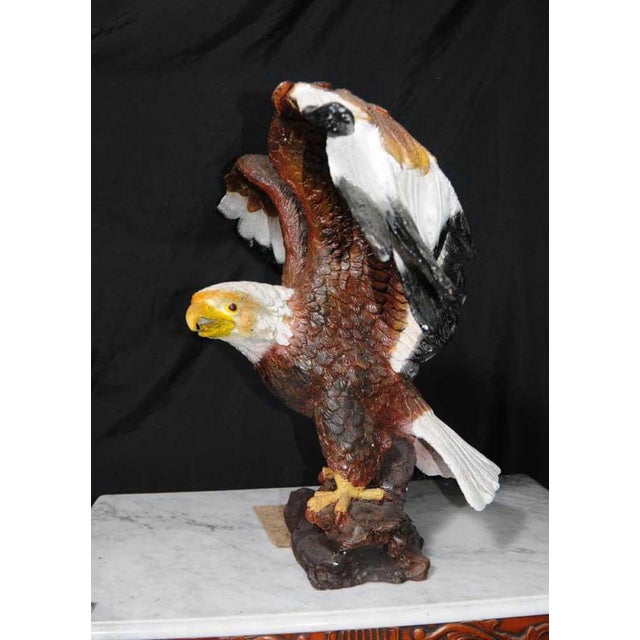 2000 - 2009 Coloured Bronze American Golden Eagle Statue For Sale - Image 5 of 10