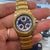 Vintage Cartier Ronde Blue Chronograph 18k Gold 30mm Watch For Sale - Image 9 of 11