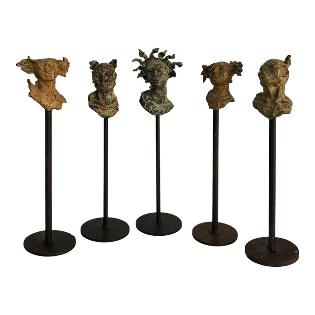 Late 20th Century Javier Marin Patinated Bronze Sculptures, Signed Set of 5, Mexico For Sale