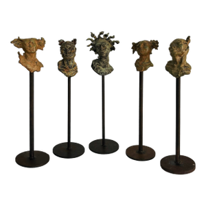 Late 20th Century Javier Marin Patinated Bronze Sculptures, Signed Set of 5, Mexico