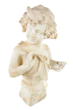 19th Century Antique Alabaster Sculpture of a Young Painter