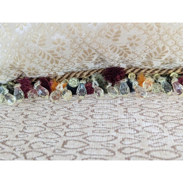 2020s Custom Scalamandre Silk Pillows With Weave Applique and Tasseled and Beaded Crystal Fringe For Sale - Image 5 of 11