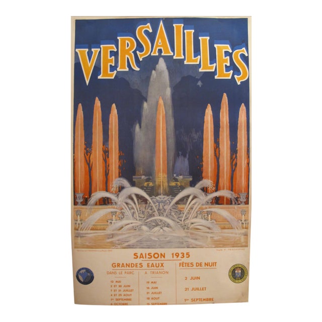 French 1935 Art Deco Travel Poster, Versailles For Sale