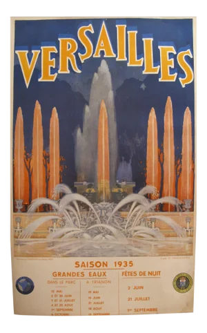 French 1935 Art Deco Travel Poster, Versailles