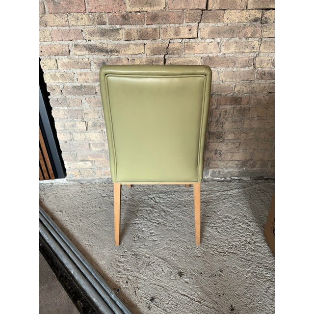 Modern Grand Rapids Chair Company Light Green Leather Chair For Sale - Image 3 of 10