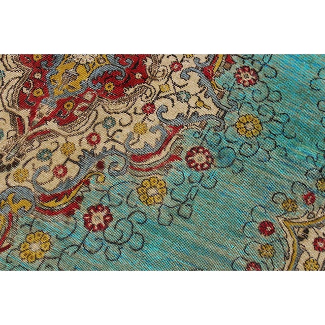 1990s Shabby Chic1990's Vintage Blue/Red Wool Rug - 8'0'' X 11'10'' For Sale - Image 5 of 10