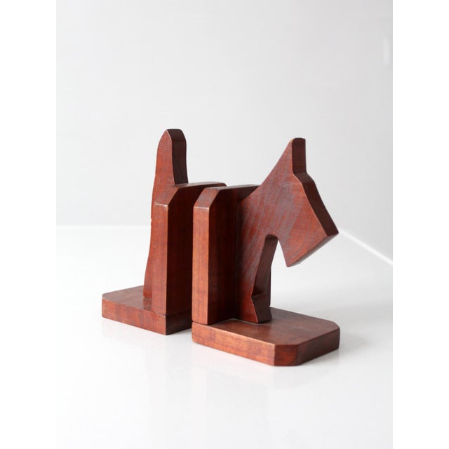 Wood Vintage Carved Wood Dog Bookends Pair For Sale - Image 7 of 14