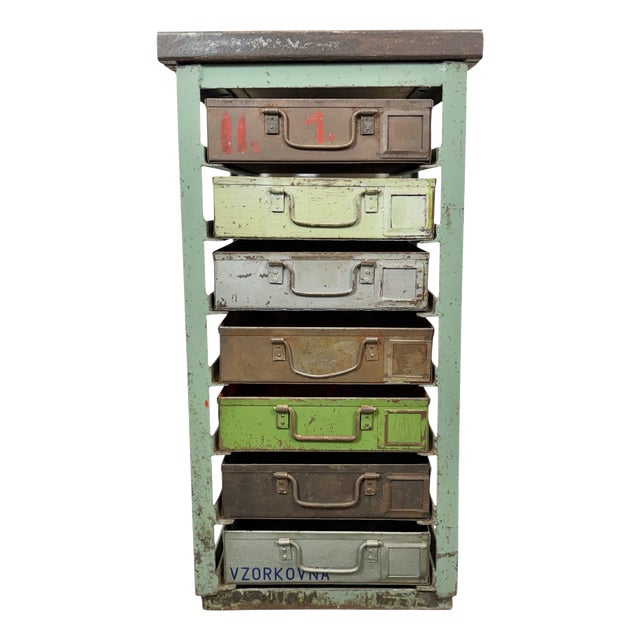 Vintage Industrial Iron Chest of Drawers, 1950s For Sale