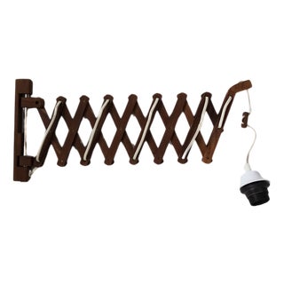 Mid-Century Danish Teak Extendable Scissor Wall Lamp For Sale