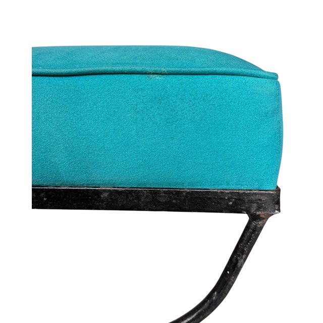 Metal Mid-Century Modern Atomic Ottoman With Integrated Magazine Rack For Sale - Image 7 of 8