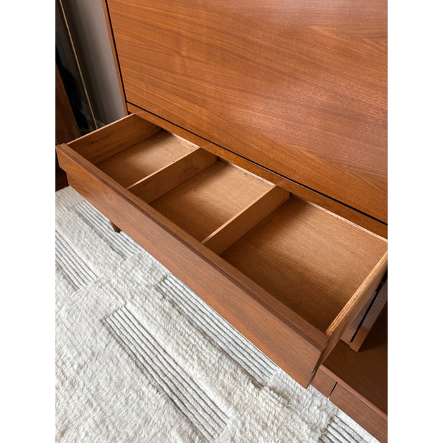Brown American of Martinsville "Dania" Walnut Modular Bench and Desk/Bar Cabinet Attachment by Merton Gershun For Sale - Image 8 of 12
