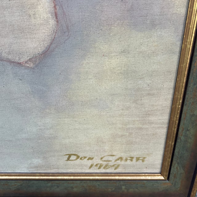 Textile American School 20th Century Portrait of a Seated Boy, Oil on Canvas, Signed and Dated 1969 Framed by Don Carr For Sale - Image 7 of 10