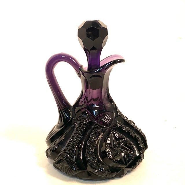 Early 20th Century Amethyst Glass Moon and Star Cruet With Stopper For Sale - Image 4 of 12