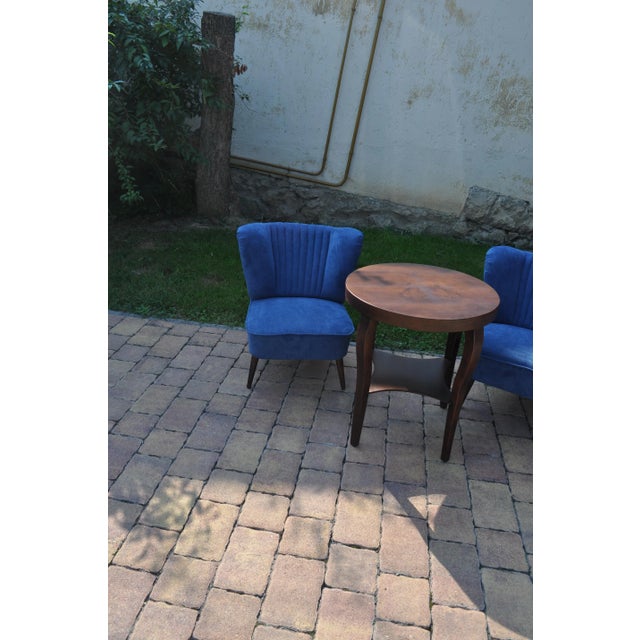 Wood Set of Blue Cocktail Chairs, 1950s For Sale - Image 7 of 11