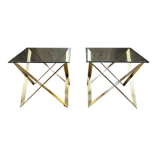 1960s Arturo Pani Glass Gold Leaf Side Tables Mexico City For Sale