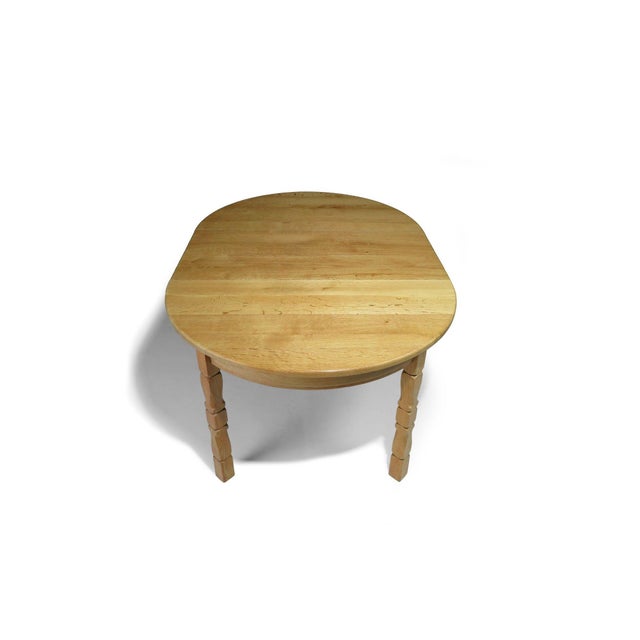 Mid 20th Century Attributed to Henning Kjærnulf Scandinavian Solid White Oak Round Dining Table With Leaves For Sale In San Francisco - Image 6 of 12