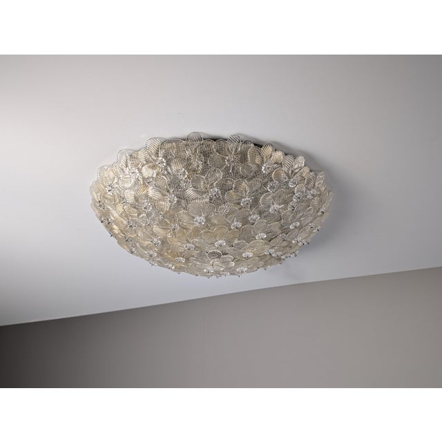 Mid-Century Modern Floral Ceiling Lamp in Murano Glass with Gold Powder Barovier & Toso, 1960s For Sale - Image 3 of 13