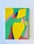 1980s postmodern abstract painting on canvas in a palette of green, yellow, pink, and red. Painted on Nantucket Island, MA...