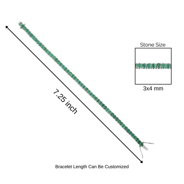 Art Deco Style 10.19 CTW Prong Set Emerald Fine Line Tennis Bracelet - May Birthstone Edition For Sale - Image 12 of 14