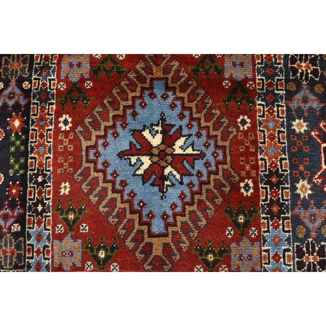 Textile Yalameh Rug 5' X 6'6'' Multicolor Wool Vintage Tribal Hand-Knotted Carpet For Sale - Image 7 of 12