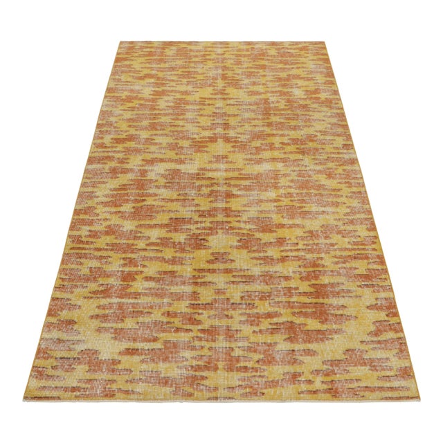 1950s Vintage Turkish Rug in Gold With Rust Abstract Patterns - Rug & Kilim For Sale - Image 5 of 8